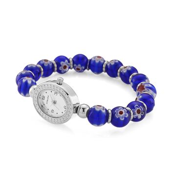 STRADA flexible blaue Armbanduhr im Murano-Stil, Japanisches Uhrwerk