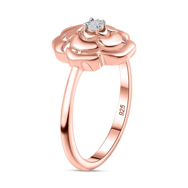 Weißer Diamant P Rosendesign-Ring, 925 Silber 750 Roségold Vermei (Größe 21.00) image number 5