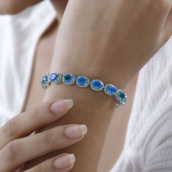 Pfau Quarz Triplette Armband, ca. 18 cm, 925 Silber rhodiniert, ca. 25.82 ct