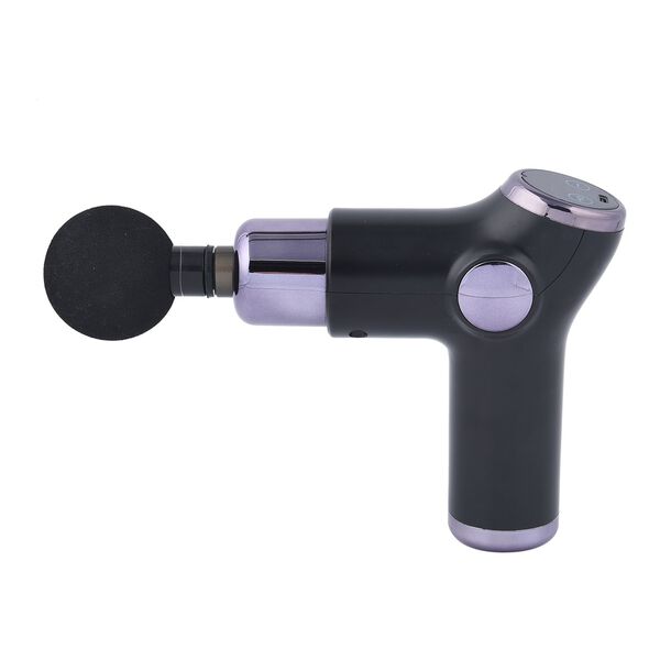 Mini-Muskel-Massage-Pistole mit 4 Massagek&ouml;pfen, 32 St&auml;rken, perfekt zum Mitnehmen, schwarz