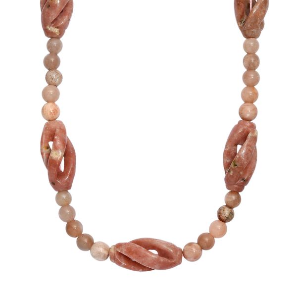 Gewürz Jaspis und Pfirsich Mondstein 50cm Halskette - 256 ct. image number 0