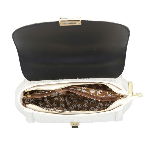 Luxus Crossbody Tasche mit Kroko-Pr&auml;gung aus echtem Leder, Wei&szlig; image number 5