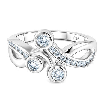 88 Facetten Moissanit Ring 925 Silber platiniert (Gr&ouml;&szlig;e 16.00) ca. 0,63 ct
