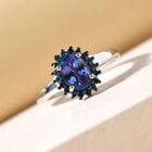 AA Tansanit und blauer Diamant-Ring, 925 Silber platiniert (Größe 16.00) ca. 1,19 ct image number 1