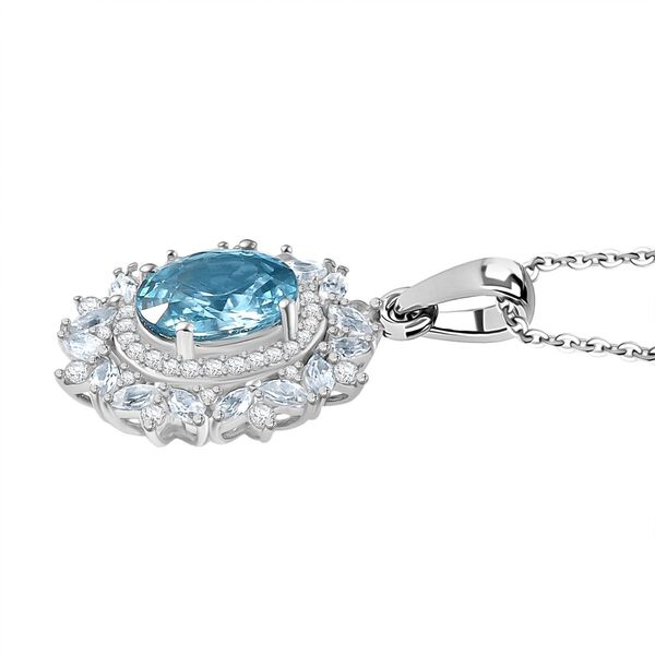 D'Joy blauer und weißer Zirkon Anhänger mit 50cm Kette - 5,66 ct. image number 4