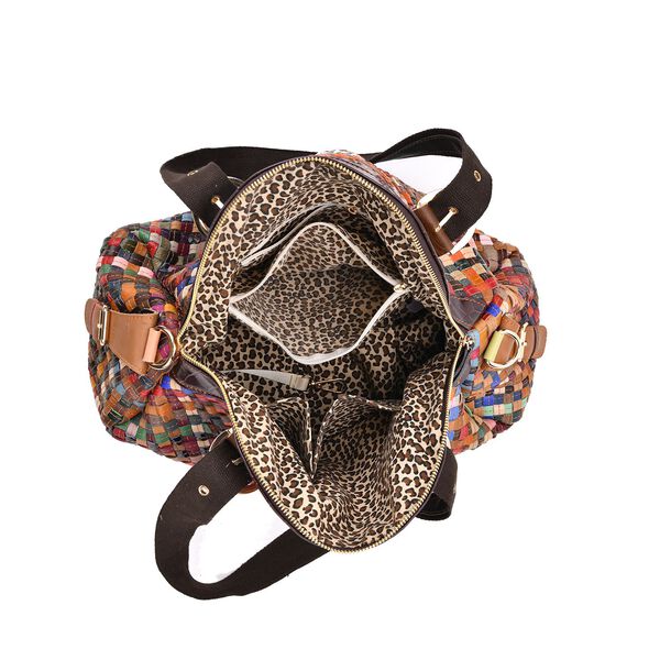 Chaos by Elsie Echtleder Crossbody Tasche mit RFID und Mini-Blitzlampe, Multicolor Gewebtes Muster, 38,5x17,5x32cm image number 6