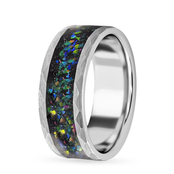 Abalone Muschel Ring Reines Wolframcarbid (Gr&ouml;&szlig;e 16.25) image number 4