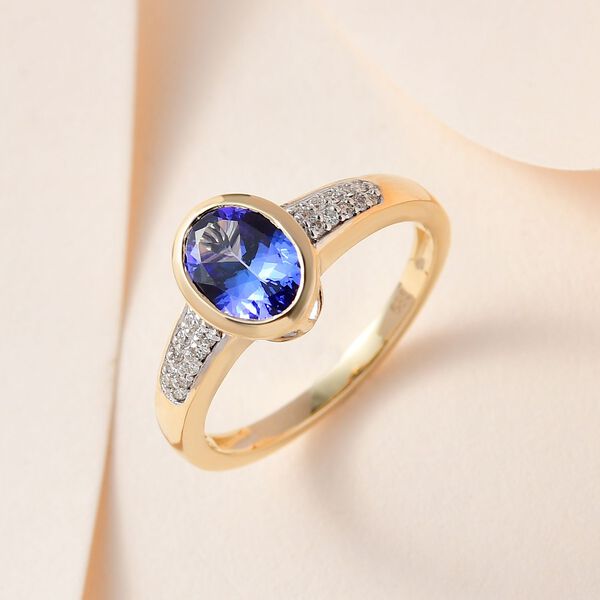 AAA Tansanit und Diamant Ring in 585 Gelbgold - 1,63 ct. image number 2