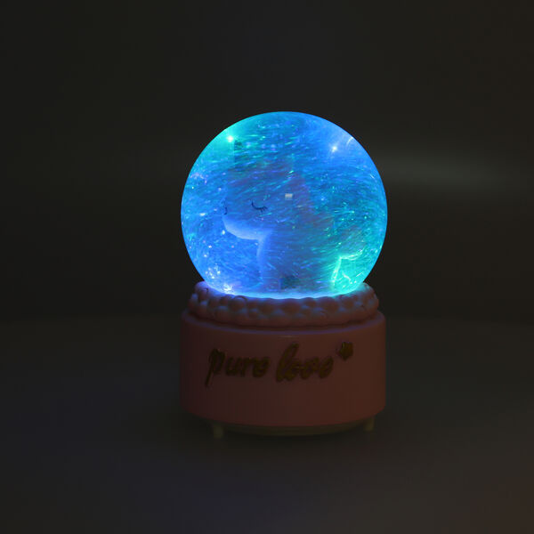 Schneekugel Musik und Licht, 15x10 cm, Einhorn, Rosa image number 5