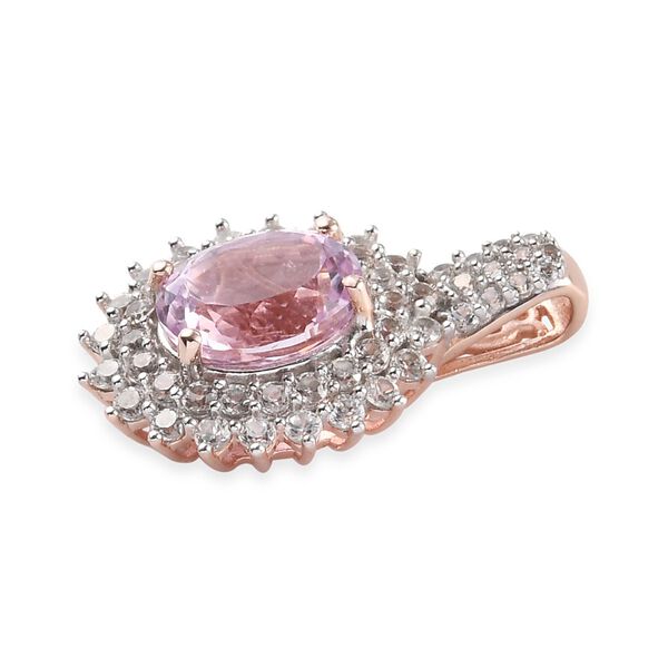 Martha Rocha Kunzit und Zirkon Halo Anhänger 925 Silber Rosevergoldet ca. 3,07 ct image number 4