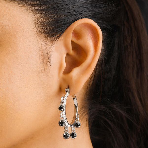 Schwarze Spinell Creolen, Edelstahl ca. 3,05 ct image number 3