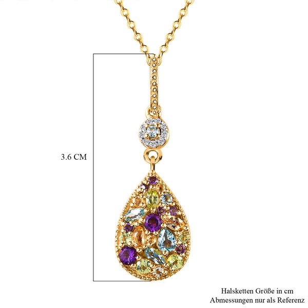 GP Italian Garden Kollektion - mehrfarbiger Edelstein-Anh&auml;nger mit Kette in Silber image number 7