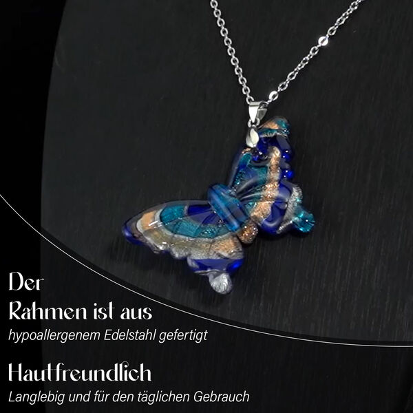 Mehfarbiger Anh&auml;nger im Murano-Stil mit 60cm Kette, Schmetterling Design image number 3