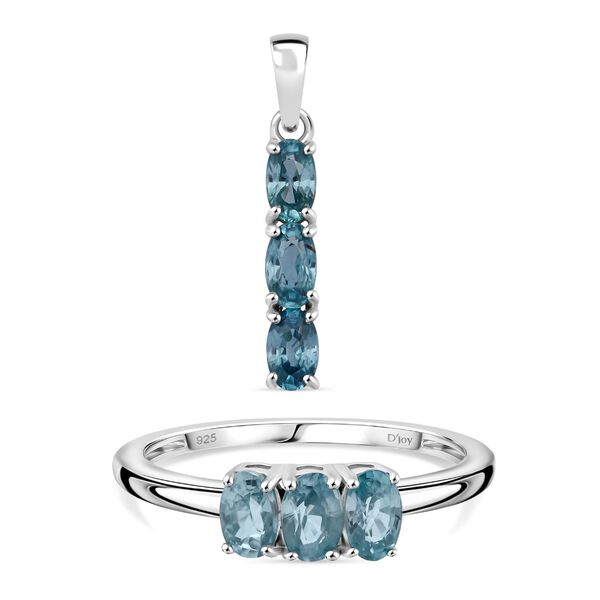 D'Joy blaues Zirkon Schmuckset, 925 Silber rhodiniert - 2,22 ct.