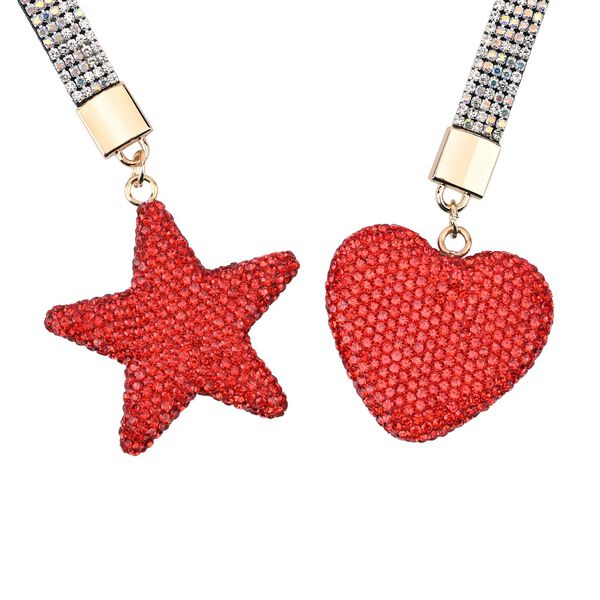 2-teiliges Schlüsselanhänger Set, Stern- und Herzform, pink image number 2