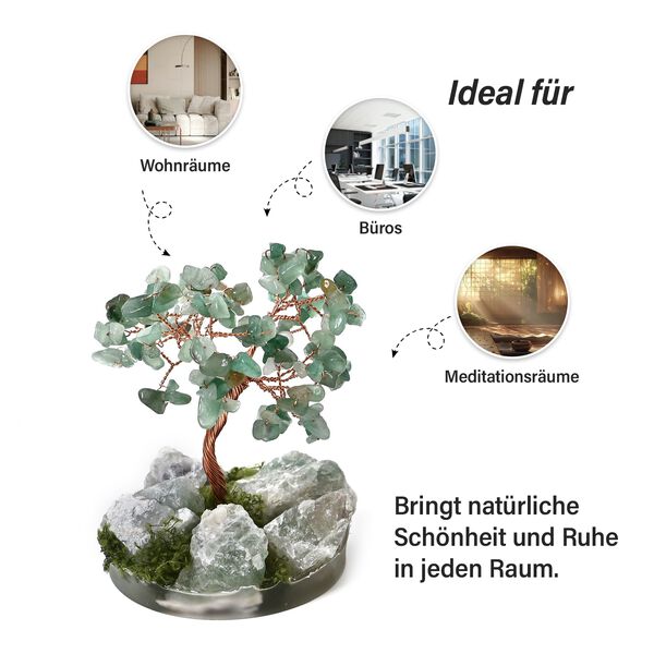 Handgefertigter Aventurin-Kristallbaum aus Kupferdraht, 8×12 cm, Grün image number 3