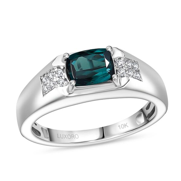 LUXORO AAA Indicolite, Wei&szlig;er Diamant Ring 417 Gold (Gr&ouml;&szlig;e 20.00) ca. 1,47 ct image number 0
