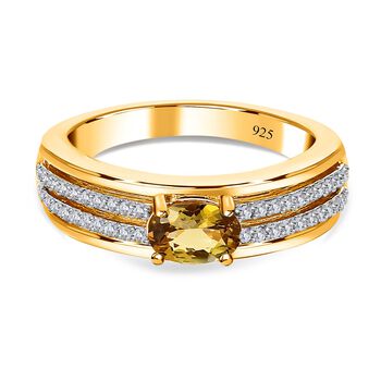 AA nat&uuml;rlicher, goldener Tansanit und Zirkon-Ring - 1,11 ct.