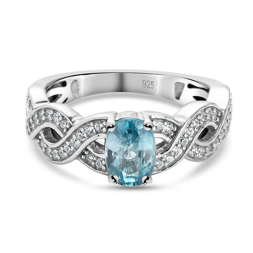 Kambodschanischer, blauer und weißer Zirkon-Ring - 1,64 ct. image number 0
