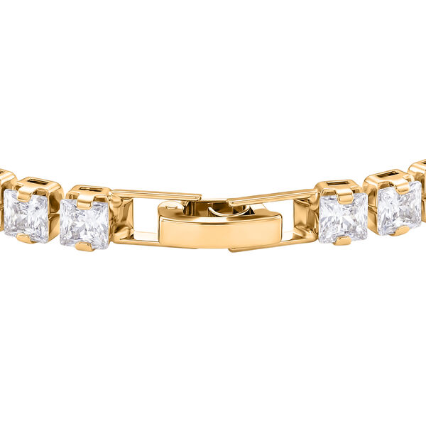 Wei&szlig;es Carr&eacute;-Schliff Zirkonia 19cm Armband in Goldton image number 4