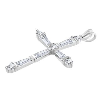 Wei&szlig;er Zirkonia Anh&auml;nger 925 Silber rhodiniert