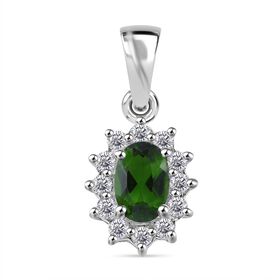 Natürlicher Chromdiopsid und Zirkon Anhänger - 0,78 ct.