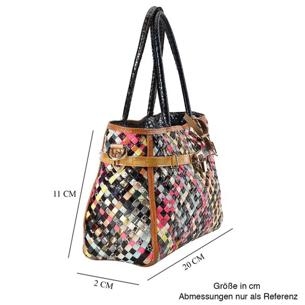 Chaos by Elsie - 100% gewebter Echtleder Tasche mit RFID schutz, 35x24x15 cm, gl&auml;nzend image number 7