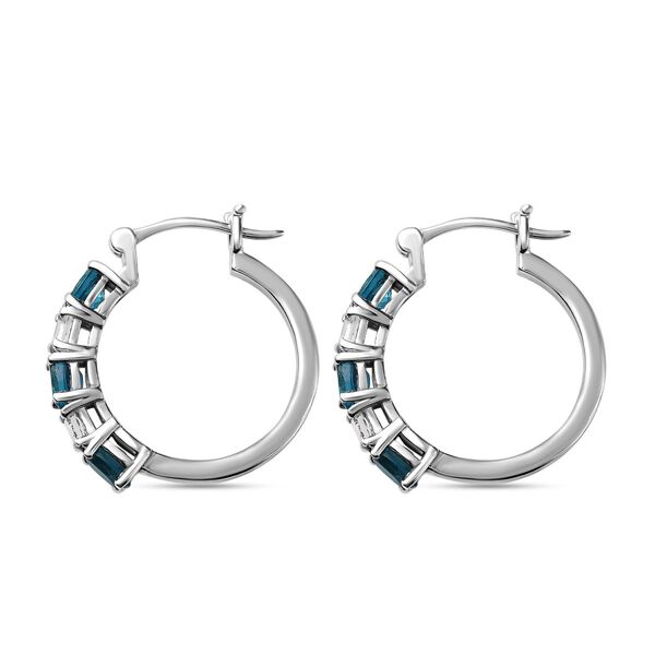 London Blau und wei&szlig;e Topas Creolen, 925 Silber platiniert ca. 2.48 ct image number 4