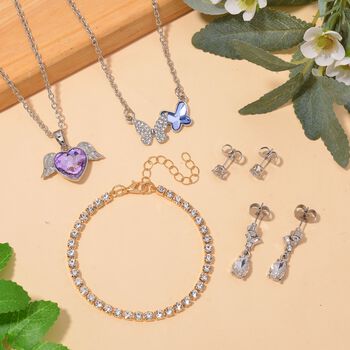 Lila Kristall Schmuckset Eisen, Legierung, Legierung Std Gelb