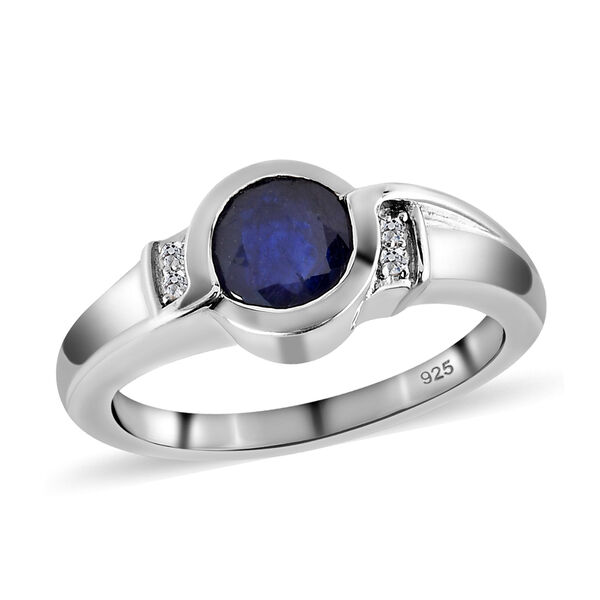 Masoala Saphir und Zirkon-Ring, 925 Silber platiniert, 1,29 ct. image number 4