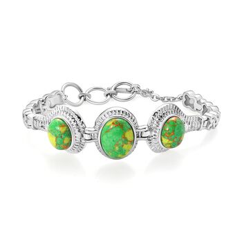 Gr&uuml;nes T&uuml;rkis Armband ca. 18 cm 316L Edelstahl ca. 17.65 ct