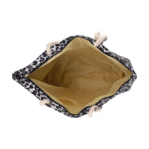 2er-Set, Shoppertasche mit kleiner Tasche, 56x36x16cm, Schwarz Wei&szlig; Leopardenmuster image number 5