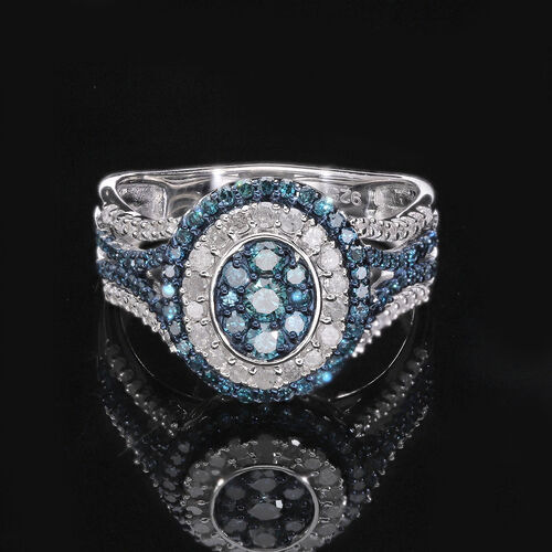 Blauer und weißer Diamant-Ring - 1 ct. image number 1