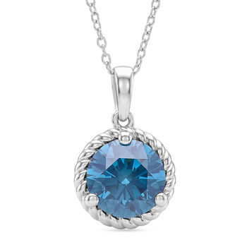 LUXURIANT SI-GH Labor blauer Diamant Anh&auml;nger mit 50cm Kette - 1,78 ct.