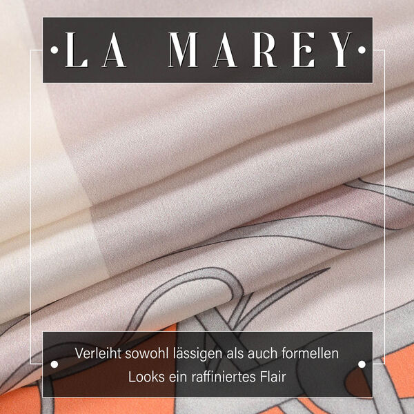 LA MAREY - 100% Maulbeeren-Seidenschal, Chiffon, 55x170 cm, Orange und grau image number 2