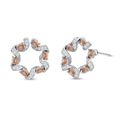 Champagner und wei&szlig;e Zirkonia Ohrringe, Messing