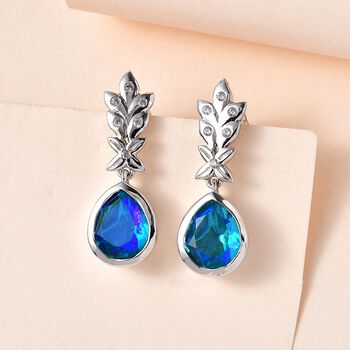 Paraiba Pfau Triplett Quarz und Zirkon Ohrringe - 5,42 ct.