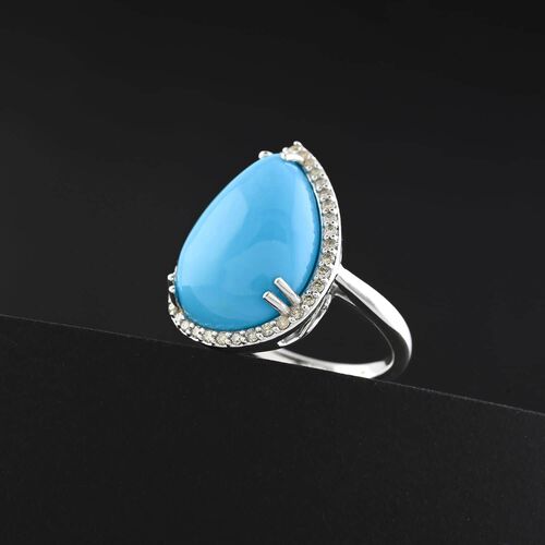 LUXORO zertifiziert und geprüft AAA Sleeping Beauty Türkis und Diamant Ring in 417 Weißgold - 8,35 ct. image number 1