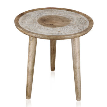 NAKKASHI - handgefertigter Couchtisch, hand-geschnitztes Mangoholz, 45 x 45 x 45 cm