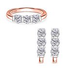 2er Set - Moissanit Ring und Ohrringe, 925 Silber, bicolor, (Größe 16.00) ca. 2,03 ct.