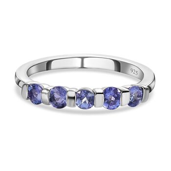 Tansanit-Ring, 925 Silber platiniert (Gr&ouml;&szlig;e 16.00) ca. 0.65 ct