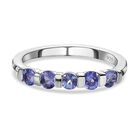 Tansanit-Ring, 925 Silber platiniert (Größe 16.00) ca. 0.65 ct