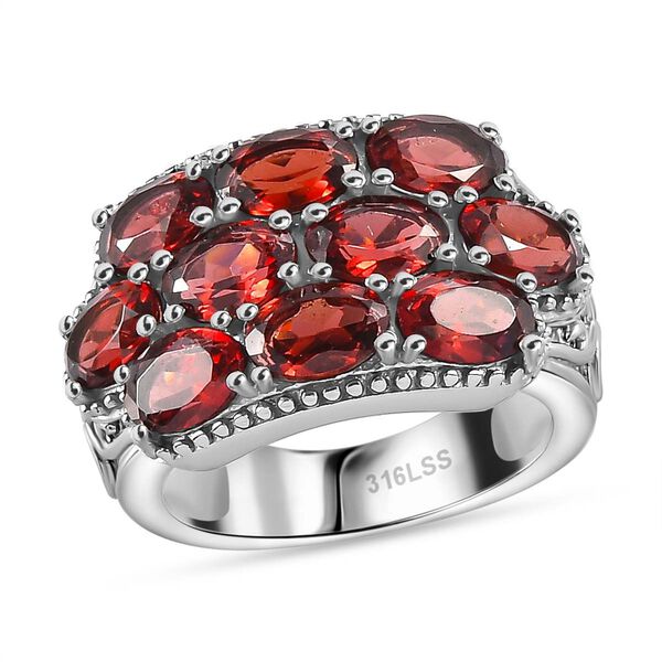 Roter Granat Ring 316L Edelstahl (Gr&ouml;&szlig;e 17.00) ca. 5.68 ct image number 4