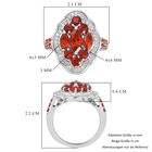 Mexikanischer Kirschfeuer-Opal und Zirkon Ring 925 Silber Platin-Überzug image number 5