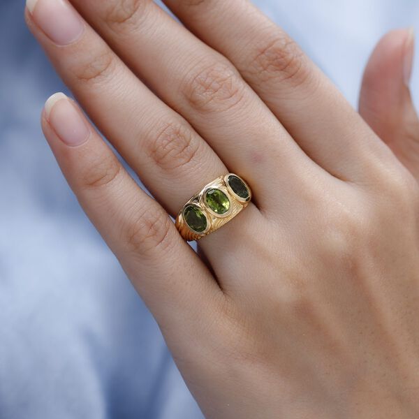 Nat&uuml;rlicher Peridot Ring, Messing vergoldet (Gr&ouml;&szlig;e 16.00) ca. 2.34 ct image number 3