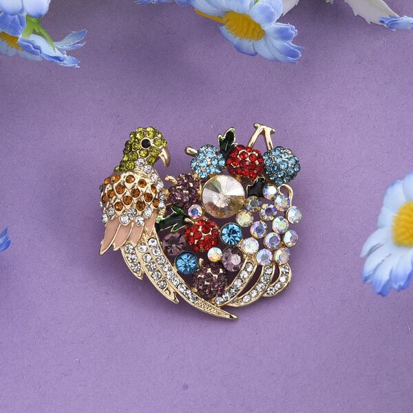 Mehrfarbiger Kristall Brosche  Gelb image number 1