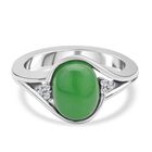 Grüne Jade, Weißer Zirkon Ring 925 Silber rhodiniert (Größe 20.00) ca. 3.74 ct image number 0
