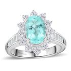 CHAIRMAN VAULT COLLECTION - AAAA Paraiba Turmalin, Weißer Diamant Ring, zertifiziert und geprüft, 950 Platin (Größe 17.00) ca. 3.85 ct