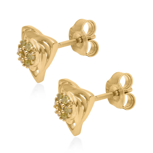 Gelbe Diamant Ohrstecker, 925 Silber Gelbgold Vermeil ca. 0.25 ct image number 4