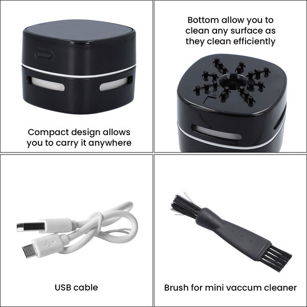 Mini-Tischstaubsauger mit USB-Kabel, Schwarz image number 7